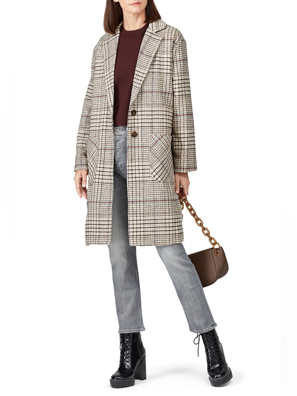 🛑The Fifth Label Beige Plaid Long Trench Coat🛑